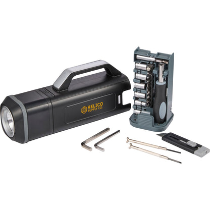 Tool Set with Rechargeable LED Flashlight