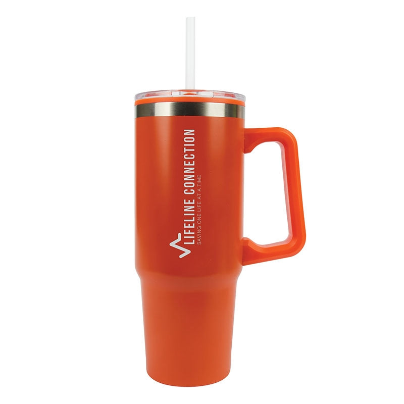 30 oz. Stainless Steel Plastic Lined Tumbler with Handle