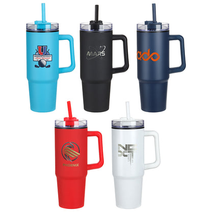 30 oz. Stainless Steel Plastic Lined Tumbler with Handle