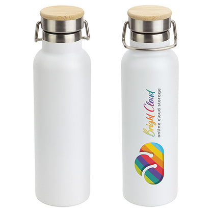 20 oz Vacuum Insulated Stainless Steel Bottle with Bamboo Loop Handle