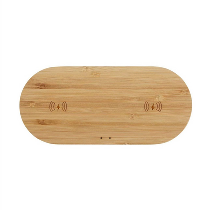 Double Node Bamboo Wireless Charging Pad